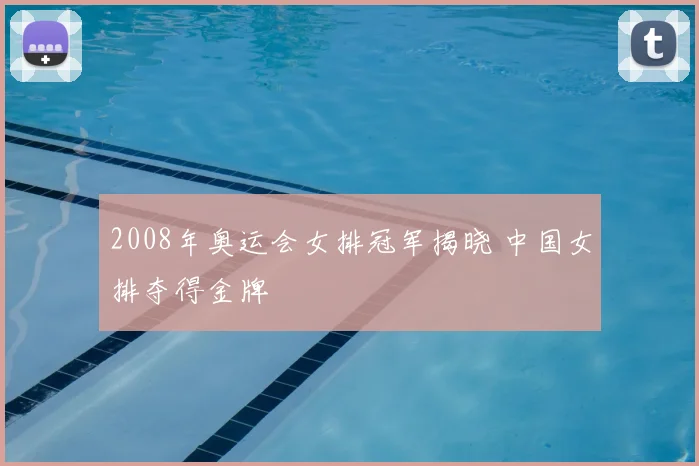 2008年奥运会女排冠军揭晓 中国女排夺得金牌